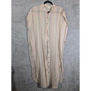 Lucky Brand flowy striped cotton boho maxi shirt dress button up